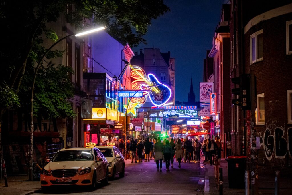 The City Guide to Hamburg: a view of the Reeperbahn district