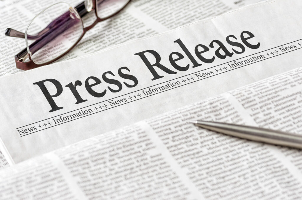 Newspaper with the headline Press Release